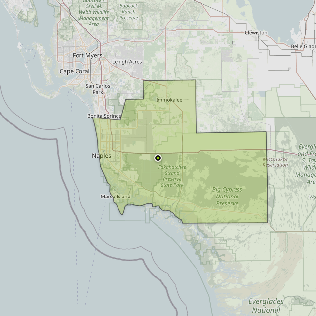 Map showing Collier County around Orangetree, FL