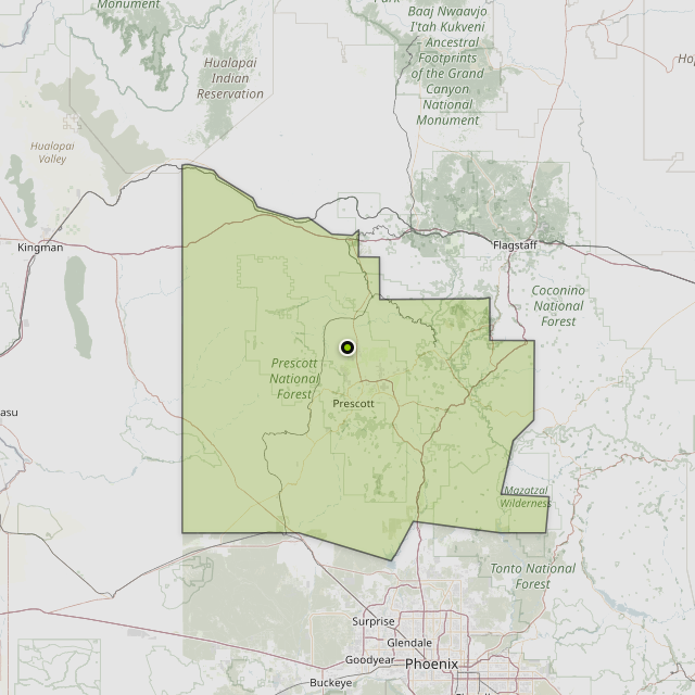 Map showing Yavapai County around Chino Valley, AZ