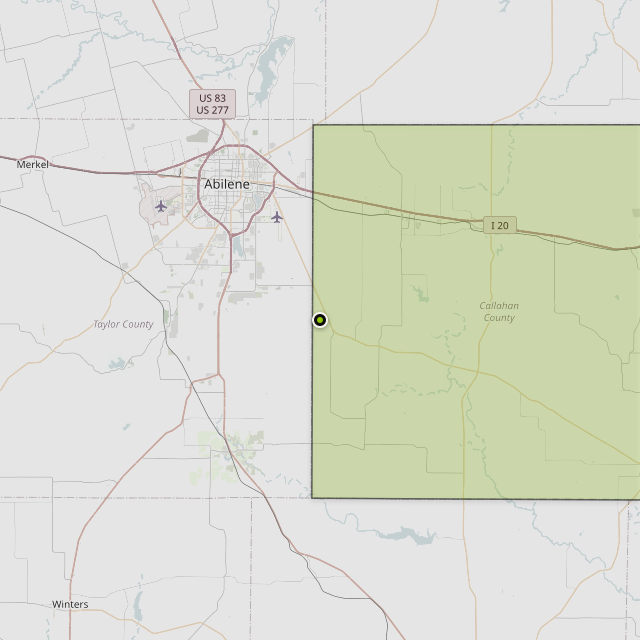 Map showing Callahan County around Potosi, TX