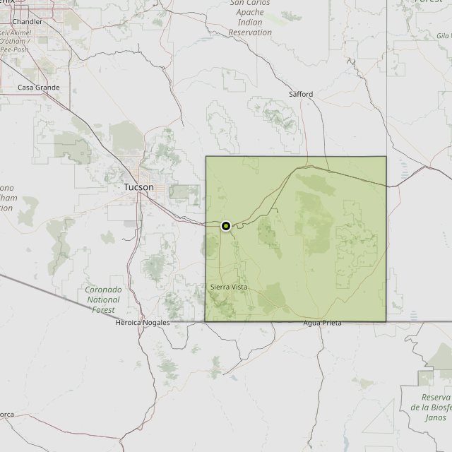 Map showing Cochise County around Benson, AZ
