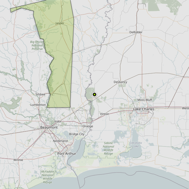 Map showing Jasper County around TX