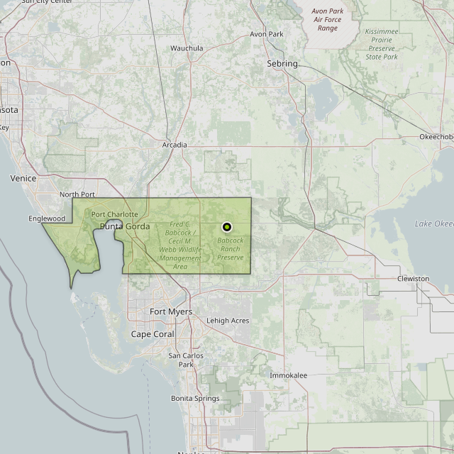 Map showing Charlotte County around Punta Gorda, FL