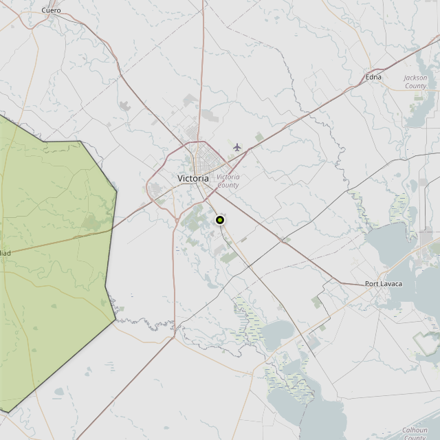 Map showing Goliad County around Victoria, TX