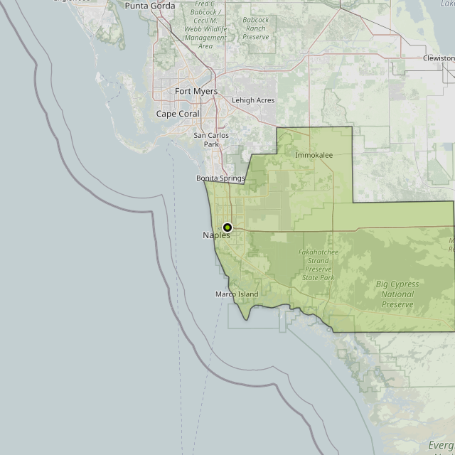 Map showing Collier County around Naples, FL