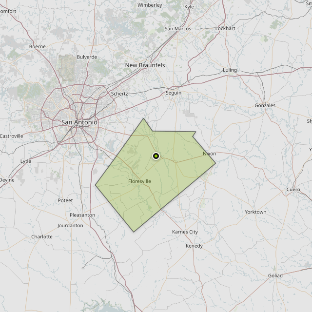 Map showing Wilson County around Stockdale, TX