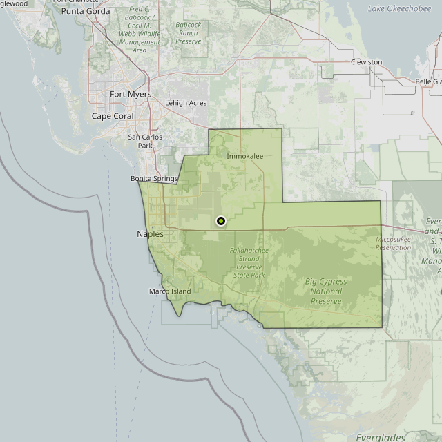Map showing Collier County around Naples, FL