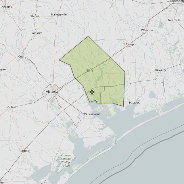 Map showing Jackson County around Port Lavaca, TX