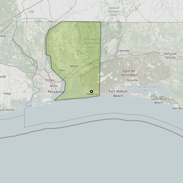 Map showing Santa Rosa County around Navarre, FL