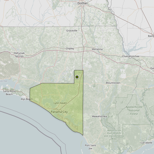 Map showing Bay County around Fountain, FL
