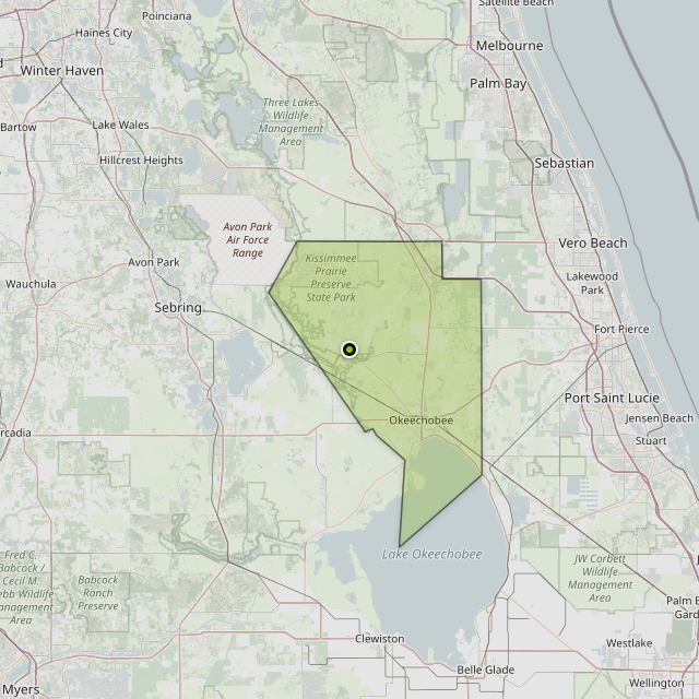 Map showing Okeechobee County around Okeechobee, FL