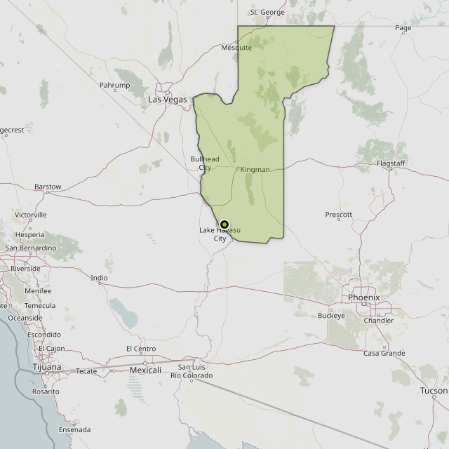 Map showing Mohave County around Lake Havasu City, AZ