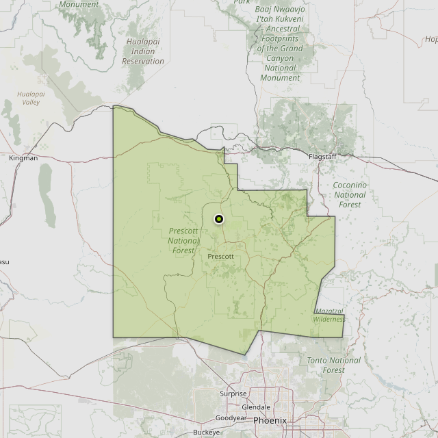 Map showing Yavapai County around Chino Valley, AZ