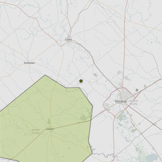 Map showing Goliad County around Victoria, TX