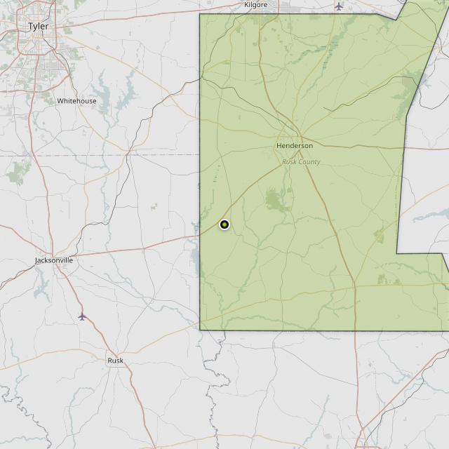 Map showing Rusk County around New Summerfield, TX