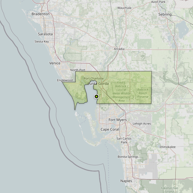 Map showing Charlotte County around Burnt Store Marina, FL