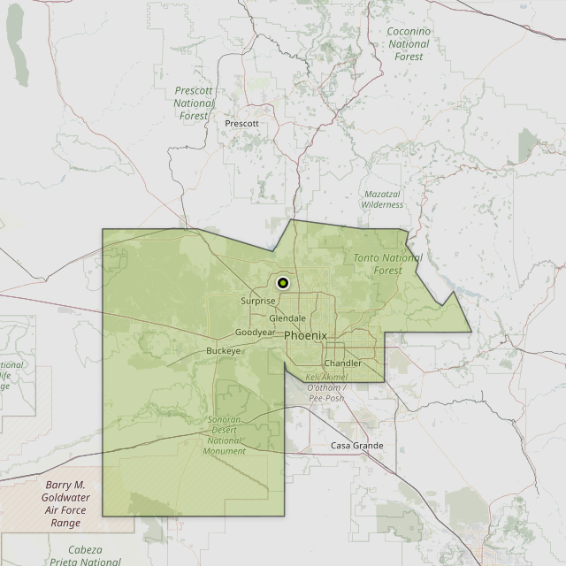 Map showing Maricopa County around Peoria, AZ