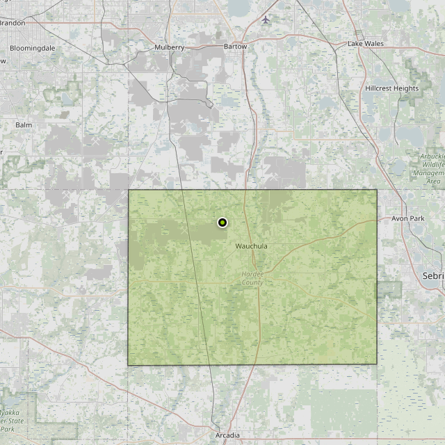 Map showing Hardee County around Bowling Green, FL