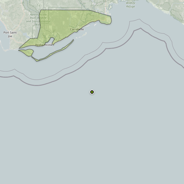 Map showing Franklin County around Carrabelle, FL