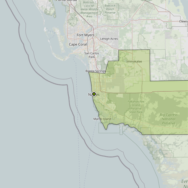 Map showing Collier County around Naples, FL