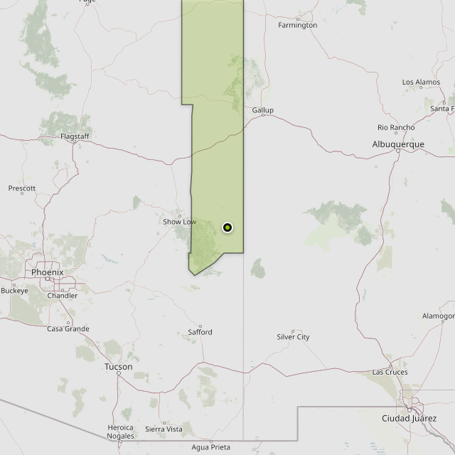 Map showing Apache County around Eagar, AZ