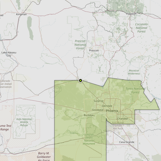 Map showing Maricopa County around Wickenburg, AZ