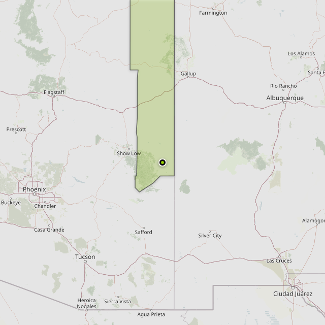 Map showing Apache County around Eagar, AZ
