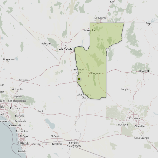 Map showing Mohave County around Mohave Valley, AZ