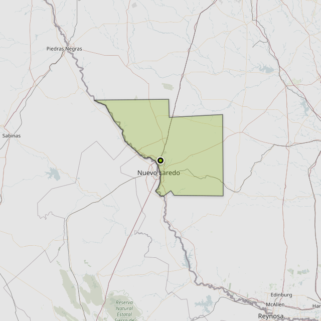 Map showing Webb County around Laredo, TX