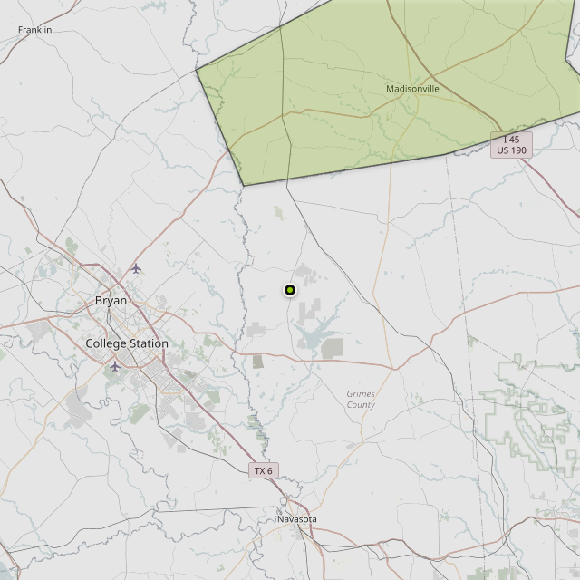 Map showing Madison County around Iola, TX