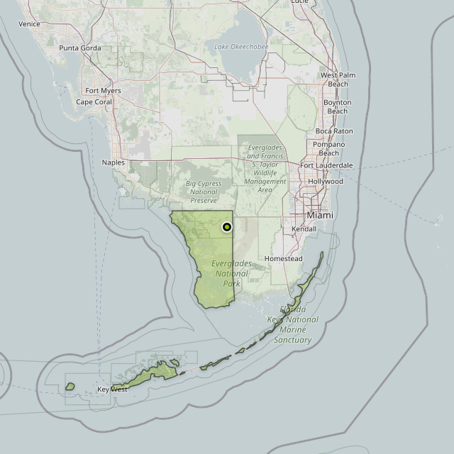 Map showing Monroe County around The Hammocks, FL