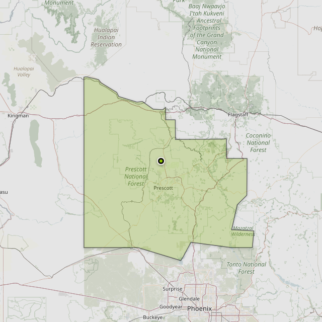 Map showing Yavapai County around Chino Valley, AZ