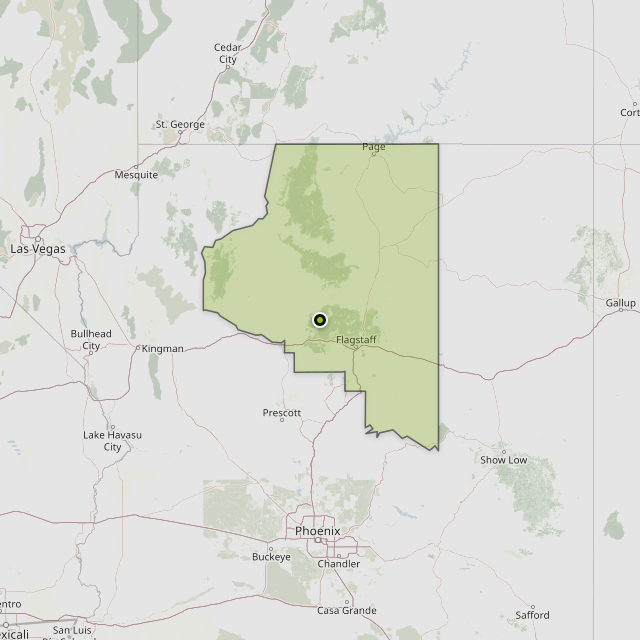 Map showing Coconino County around Parks, AZ