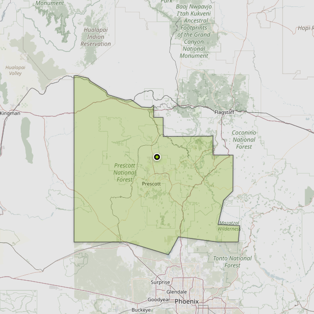 Map showing Yavapai County around Chino Valley, AZ
