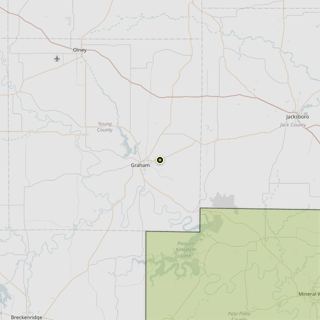 Map showing Palo Pinto County around Graham, TX