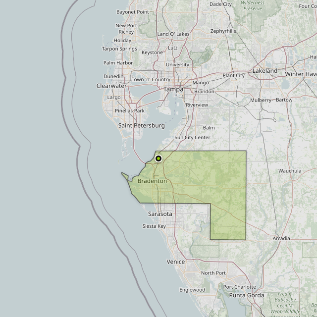 Map showing Manatee County around Memphis, FL