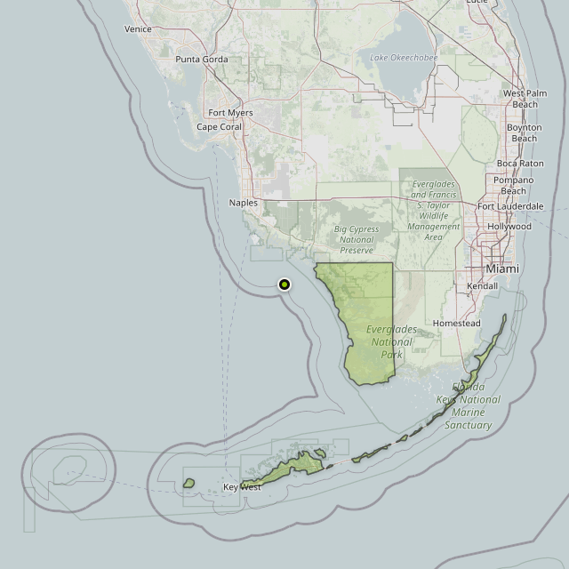 Map showing Monroe County around Marco, FL