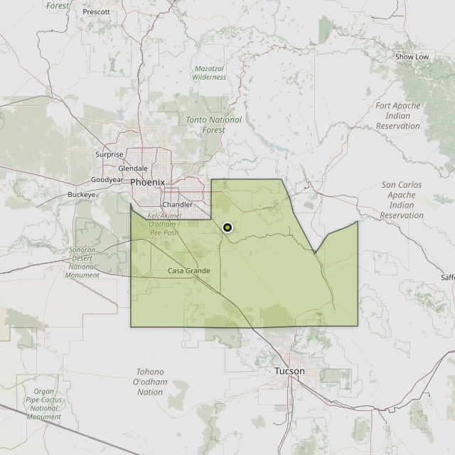 Map showing Pinal County around Florence, AZ