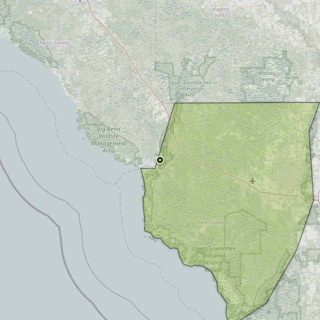 Map showing Dixie County around Steinhatchee, FL