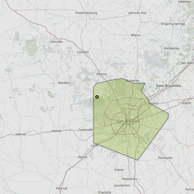 Map showing Bexar County around Helotes, TX
