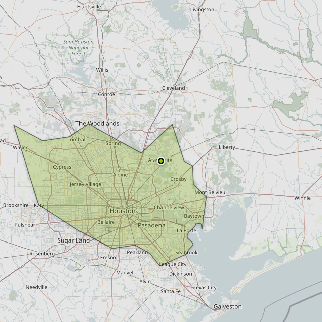 Map showing Harris County around Atascocita, TX