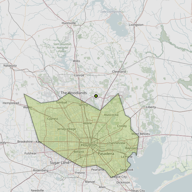 Map showing Harris County around Porter, TX