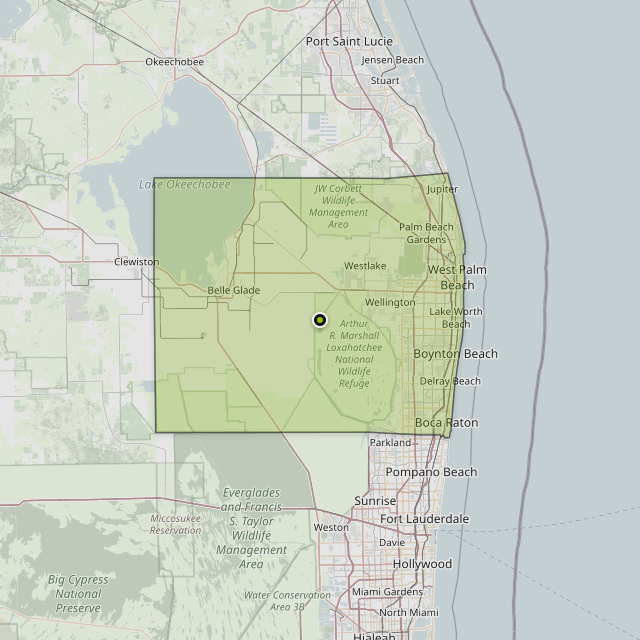 Map showing Palm Beach County around Loxahatchee Groves, FL