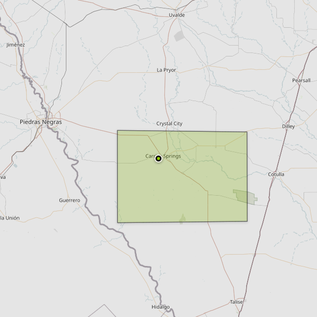 Map showing Dimmit County around Carrizo Springs, TX