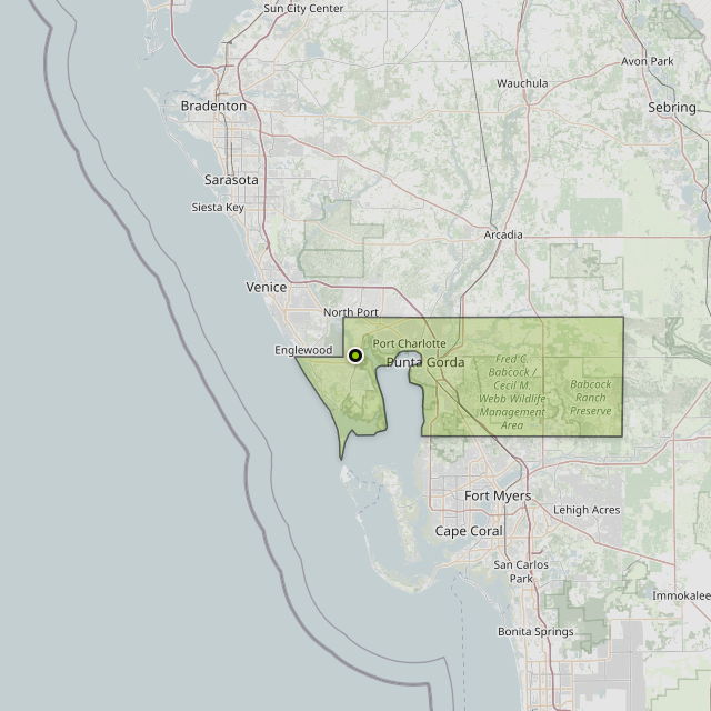 Map showing Charlotte County around Port Charlotte, FL