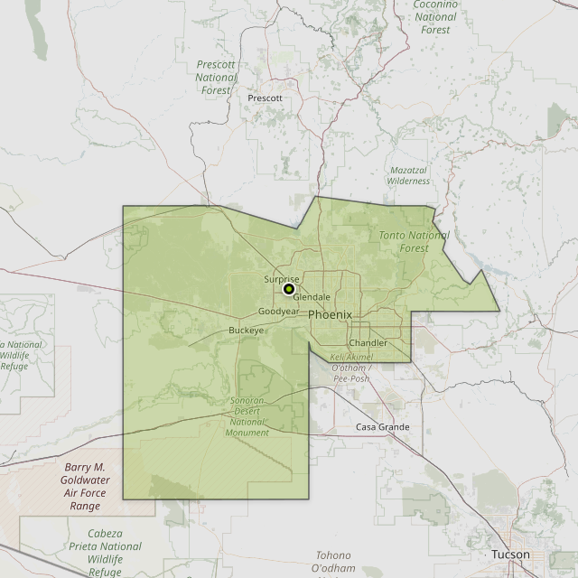 Map showing Maricopa County around El Mirage, AZ
