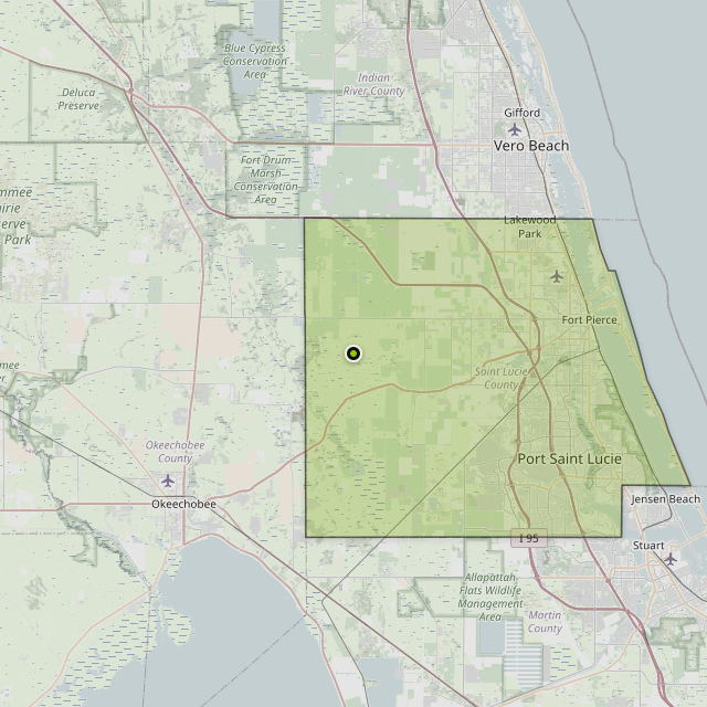 Map showing St. Lucie County around Cypress Quarters, FL