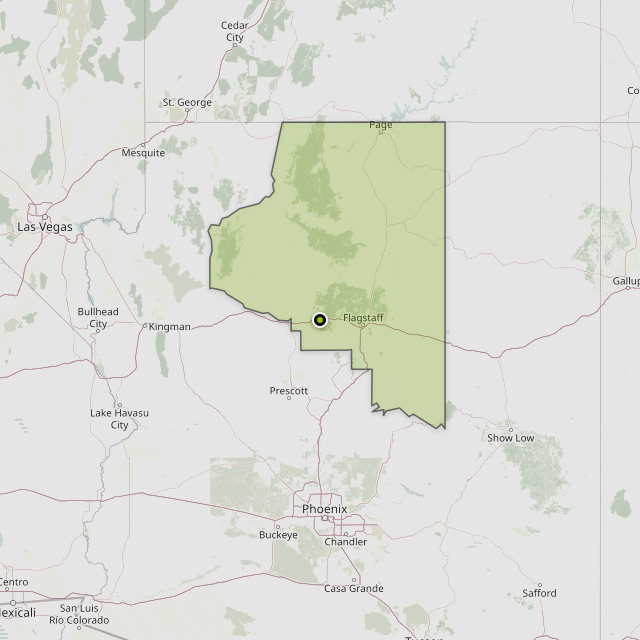 Map showing Coconino County around Williams, AZ