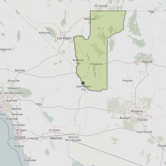 Map showing Mohave County around Lake Havasu City, AZ