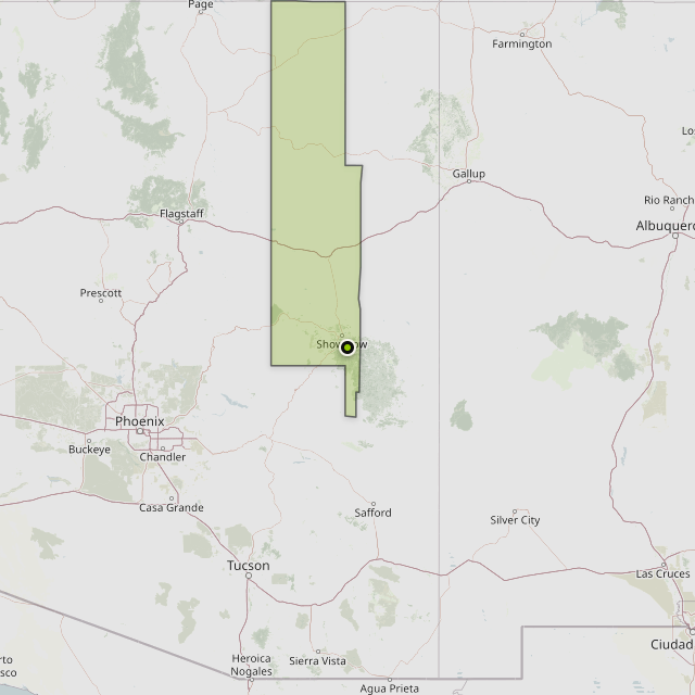 Map showing Navajo County around Lakeside, AZ
