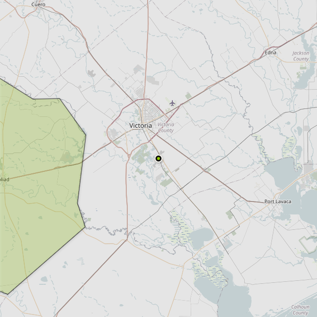 Map showing Goliad County around Victoria, TX